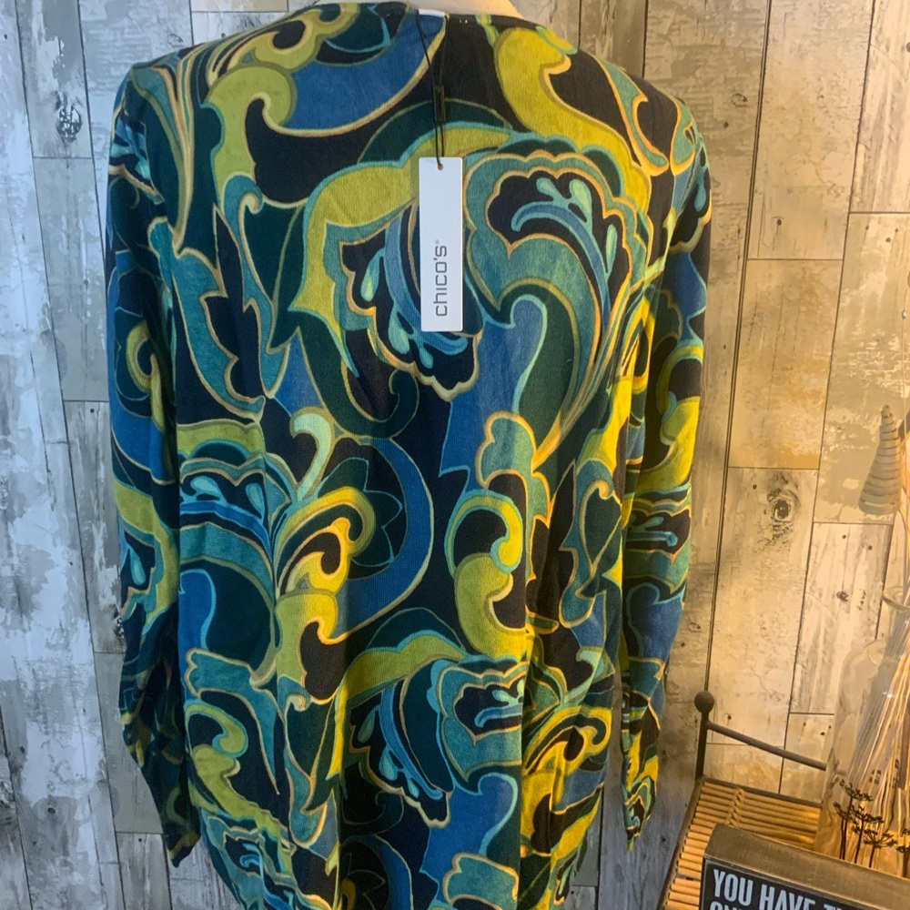 Chico's Set of Two Elegant Floral V-Neck Sweaters. Size 3 (16) NWT - Picture 8 of 12